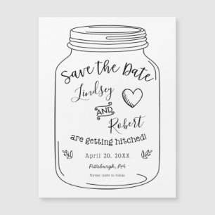 Carte Magnétique Rustic Mason Jar Sauvez l'aimant de la date