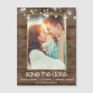 Carte Magnétique Rustic Mason Jar String Lights Photo Enregistrer L