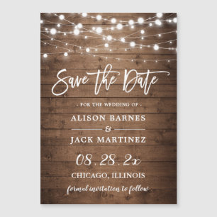 Carte Magnétique Rustique Twinkle éclat mariage Enregistrer la date