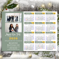 Sage Green 2026 Calendrier Entreprise 2 Photo Magn