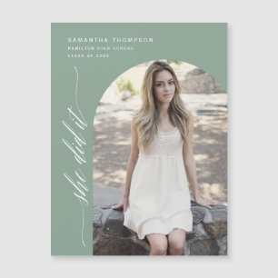 Carte Magnétique Sage Green Elle L'A Fait Arch Photo Graduation Mag