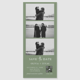 Carte Magnétique Sage Green QR Code Bande photo Mariage magnétique