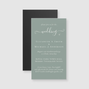 Carte Magnétique SAGE MAGNÉTIQUE Mariage VERT Inviter Date d'enregi