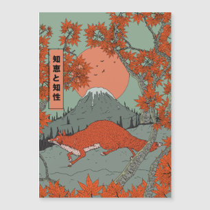 Carte Magnétique Sagesse et intelligence vintage art du renard japo
