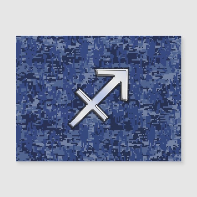 Carte Magnétique Sagittarius Zodiac Sign on Navy Camouflage numériq (Devant)