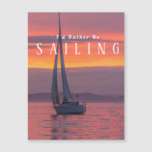 Carte Magnétique Sailboat Sunset Orange Gold Purple Sky, texte blan