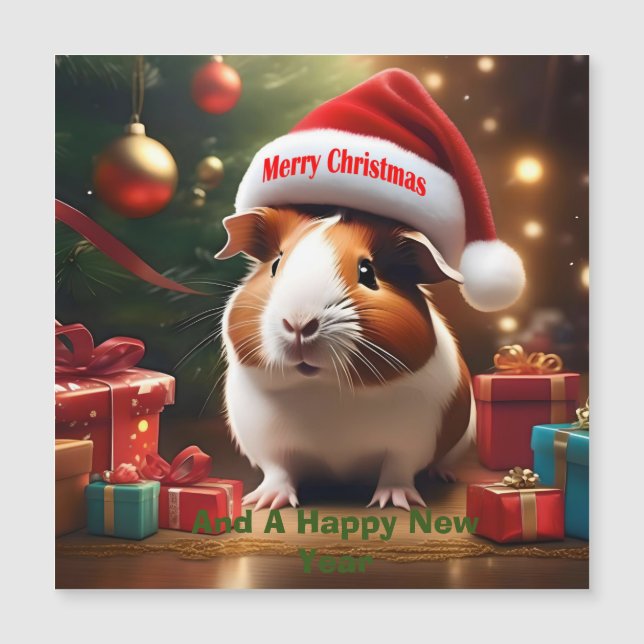 Carte Magnétique Salutation de Noël de porc de Guinée (Devant)