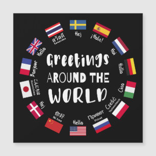 Carte Magnétique Salutations autour du monde, Bonjour dans toutes l