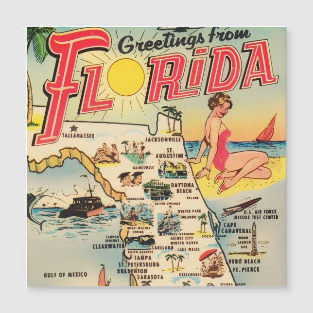 Carte Magnétique Salutations de Floride (Devant)