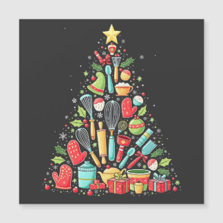 Carte Magnétique Sapin de Noël Boulanger Chef Cuisinier Xmas