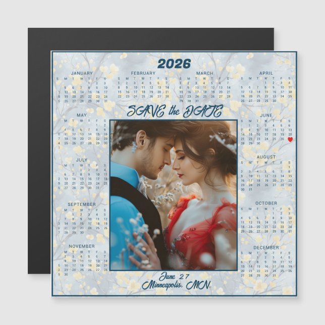 Carte Magnétique Save the Date Engaged Couple Magnetic  (Devant / Derrière)