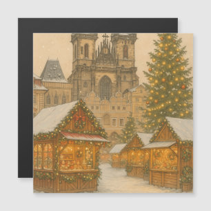 Carte Magnétique Scène hivernale artistique des fêtes de Noël à Pra