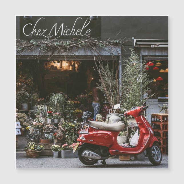 Carte Magnétique Scooter rouge vintage (Devant)