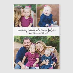 Carte Magnétique Script décontracté 3 Photo Noël Magique