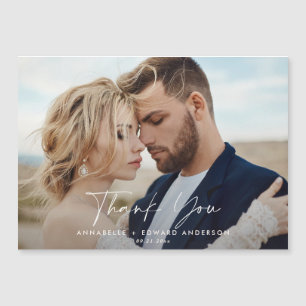Carte Magnétique Script mariage photo merci teracotta moderne