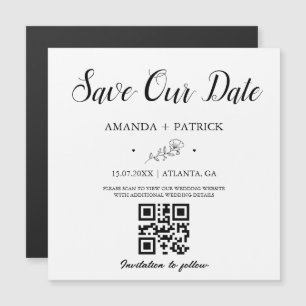 Carte Magnétique Script Minimaliste QR Code Enregistrer l'aimant de