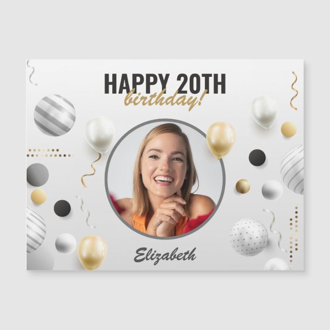 Carte Magnétique Script moderne Joyeux anniversaire personnalisé ca (Devant)