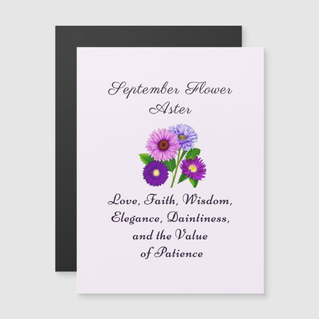 Carte Magnétique Septembre Mois de naissance Aster personnalisé (Devant / Derrière)