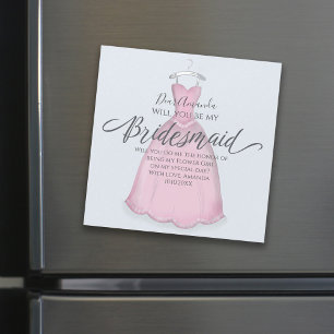Carte Magnétique Seras-tu mon amante de Bridesmaid mite rose Vintag