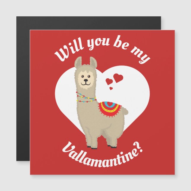 Carte Magnétique "Serez-vous mon Vallamantin ?" Llama Valentine (Devant / Derrière)