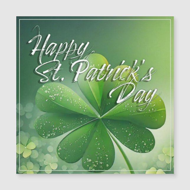 Carte Magnétique Shamrocks verts Bonne St. Patrick's Day (7) c (Devant)