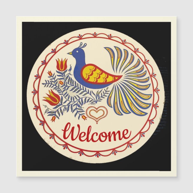 Carte Magnétique signe blanc bienvenue (Devant)
