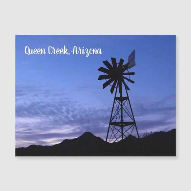 Carte Magnétique Silhouette d'un moulin à vent, Queen Creek Arizona (Devant)