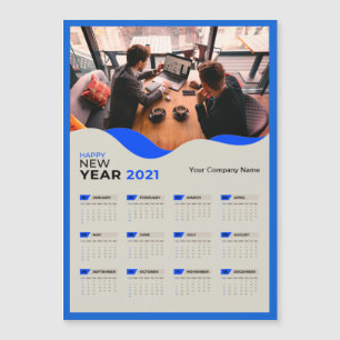 Carte Magnétique Simple 2021 Calendrier Nom de l'entreprise avec ph