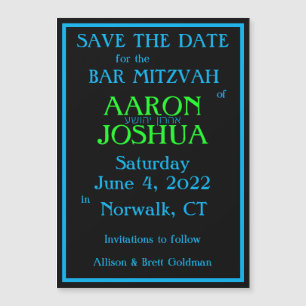 Carte Magnétique Simple Blue Neon Magnetic Save the Date Card