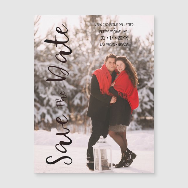 Carte Magnétique Simple Modern Personalized Photo Engagement Couple (Devant)