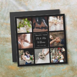 Carte Magnétique Simple Script Mariage Photo Collage Merci 