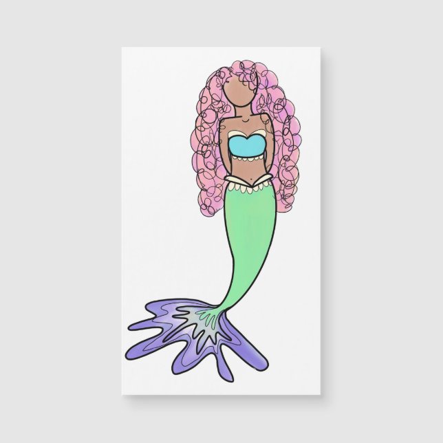 Carte Magnétique sirène arc-en-ciel rose bleu pourpre vert noir bou (Devant)