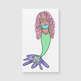 Carte Magnétique sirène arc-en-ciel rose bleu violet vert noir bouc
