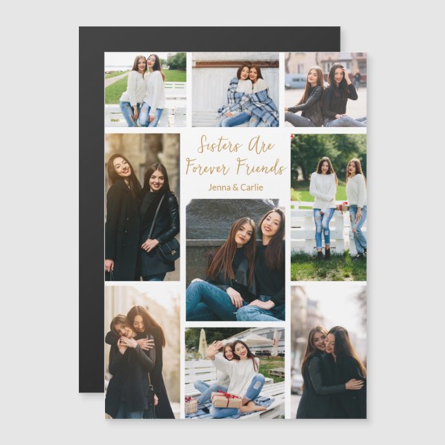 Carte Magnétique Sisters Forever Friends Photo Collage Citation per (Devant / Derrière)