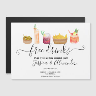 Carte Magnétique Snacks modernes cocktails aquarelle enregistrer la