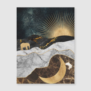 Carte Magnétique Soleil doré et lune avec éléphant en marbre Cosmiq