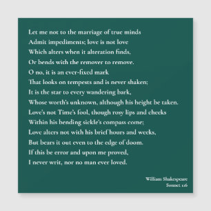 Carte Magnétique Sonnet 116Laissez-moi ne pas parler du mariage des