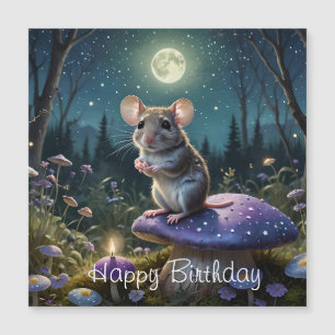 Carte Magnétique Souris mignonne sur champignon au clair de lune An