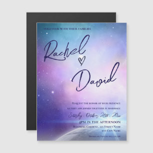 Carte Magnétique Sous les étoiles violet rose Mariage de la typogra