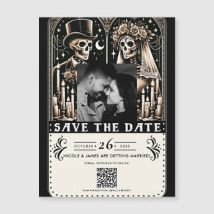 Carte Magnétique Squelettes de Tarot Mariée Marié Mariage Réservez