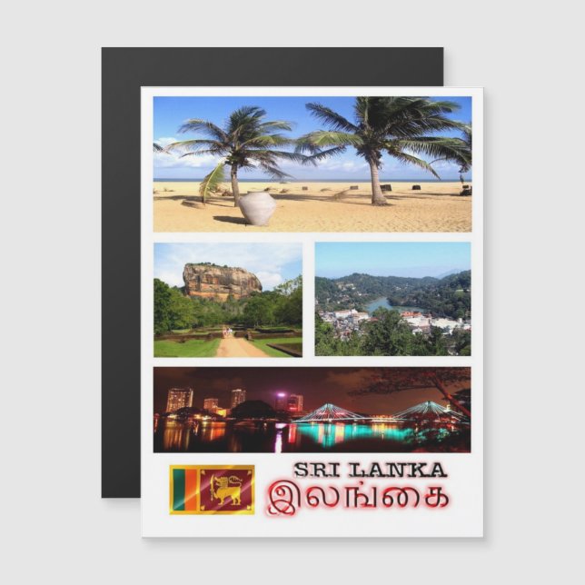 Carte Magnétique Sri Lanka - Mosaic - (Devant / Derrière)