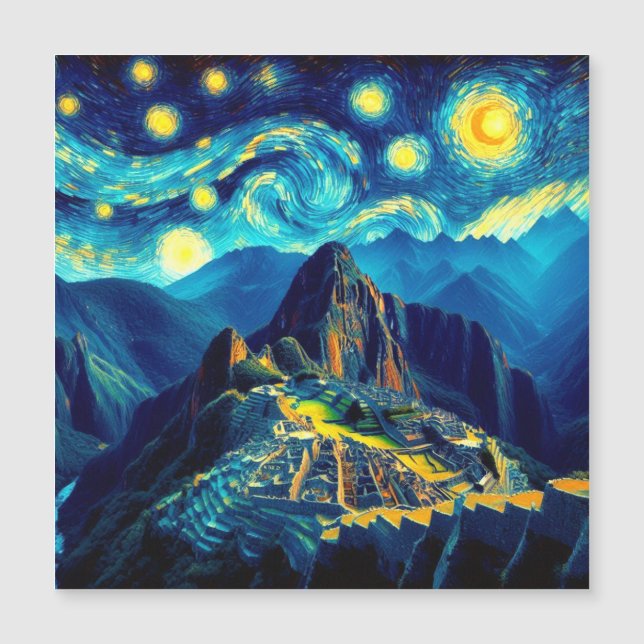 Carte Magnétique Starry Night Machu Picchu Pérou (Devant)