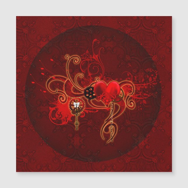 Carte Magnétique Steampunk, coeur cinglant (Devant)