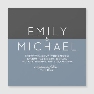 Carte Magnétique "Steel Blue MAGNETIC Wedding Save The Date Invitat