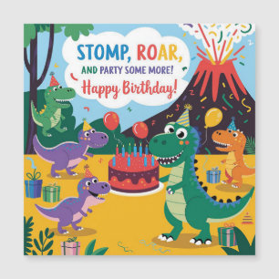 Carte Magnétique "Stomp, Rar & Fête Un Peu Plus Dino Kids Design