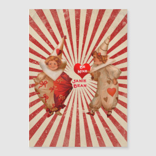 Carte Magnétique Stripes et Clowns Vintages de Saint-Valentin au co