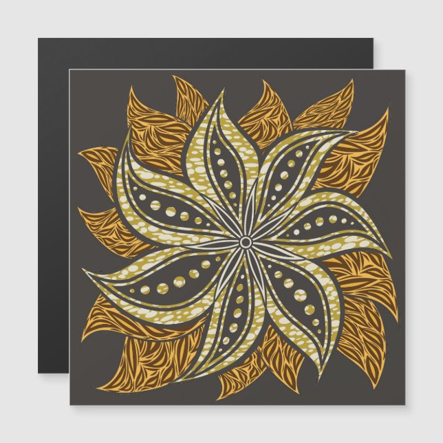 Carte Magnétique Style Batik Floral Abstrait africain (Devant / Derrière)