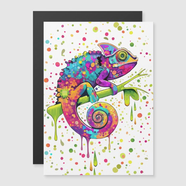 Carte Magnétique Style d'aquarelle des teintures Chameleon (Devant / Derrière)