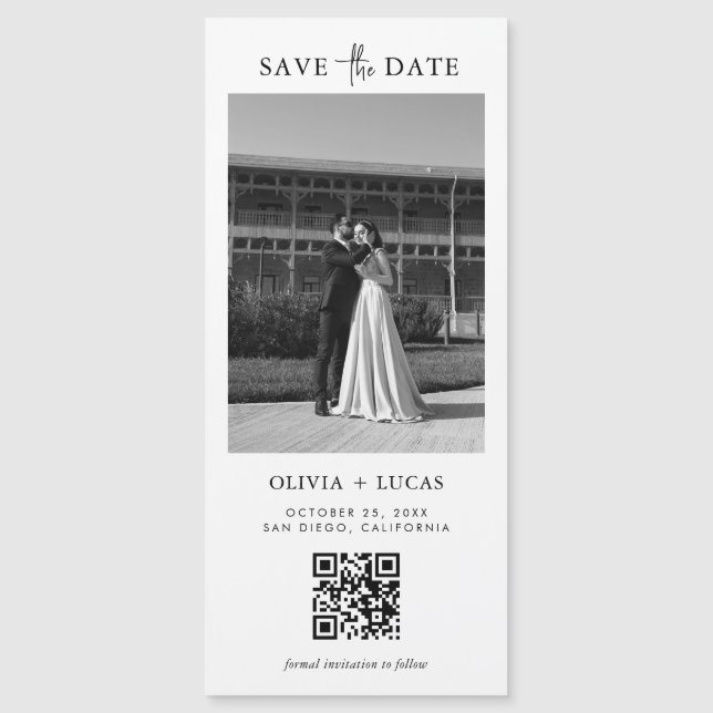 Carte Magnétique Style de code QR Photo Mariage magnétique Enregist (Devant)
