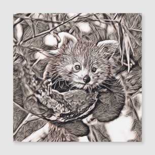 Carte Magnétique Style rustique - Panda rouge